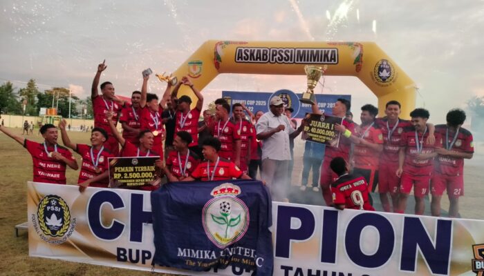 Ajang Pembinaan Bibit Unggul Pesepak Bola : Mimika United FC Juarai Turnamen Bupati Cup Tahun 2025 U-22