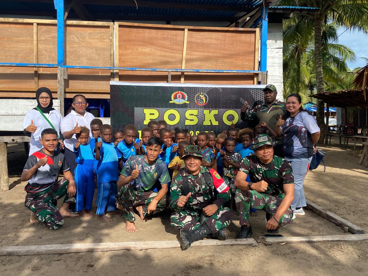 Keceriaan Anak TK Kunjungi Posko TMMD Kodim 1710/Mimika