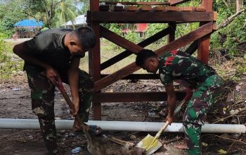Satgas TMMD Laksanakan Penggalian Septik Tank MCK Umum untuk Warga RT 6 Kampung Keakwa