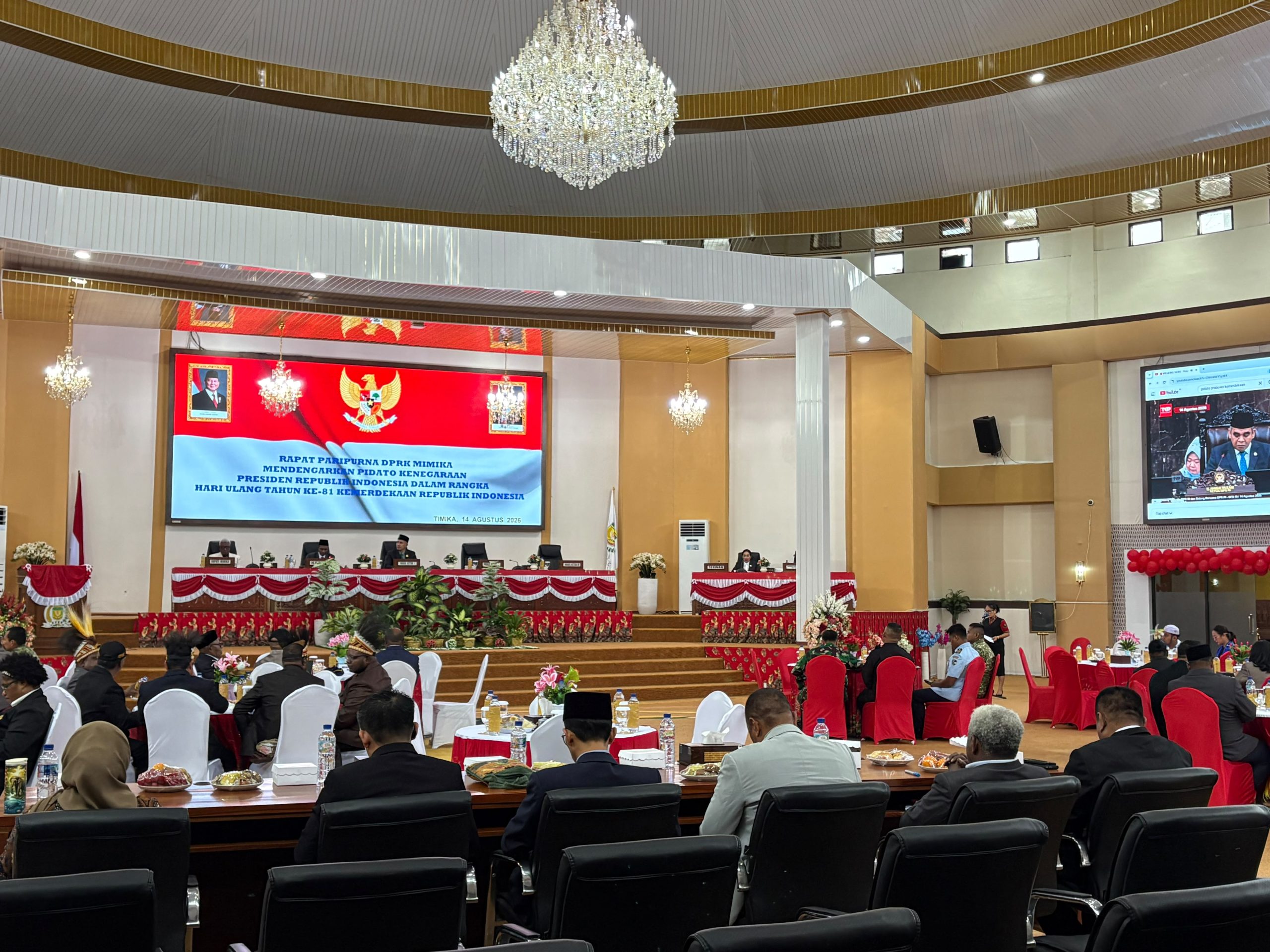 DPRK Mimika Rapat Paripurna Dengarkan Pidato Kenegaraan Presiden RI Jelang HUT ke-81 RI